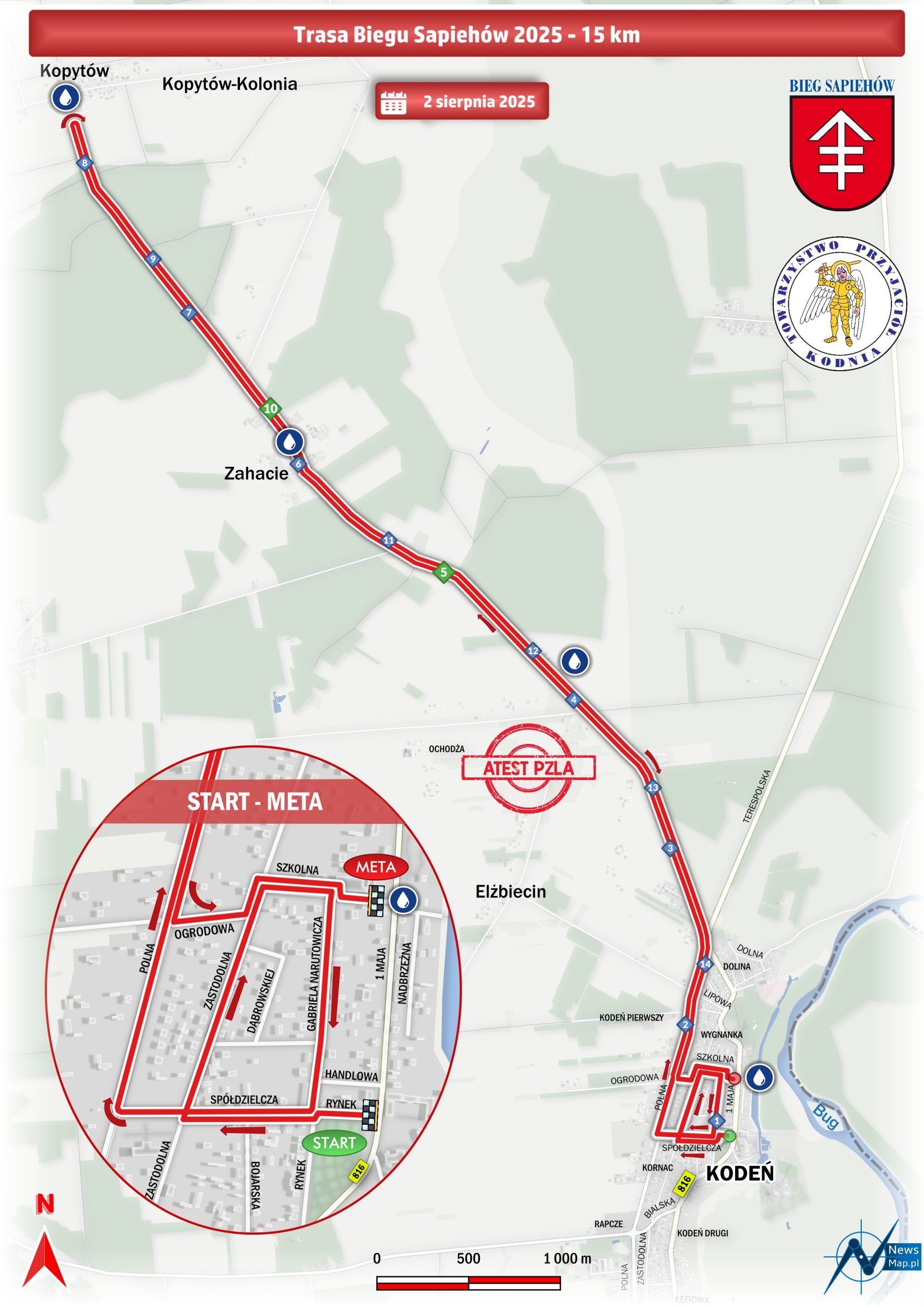 Trasy Biegu Sapiehów 15km i Nordic Walking 5km 2025r